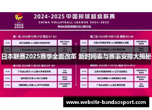 日本联赛2025赛季全面改革 新时间表与赛事安排大揭秘